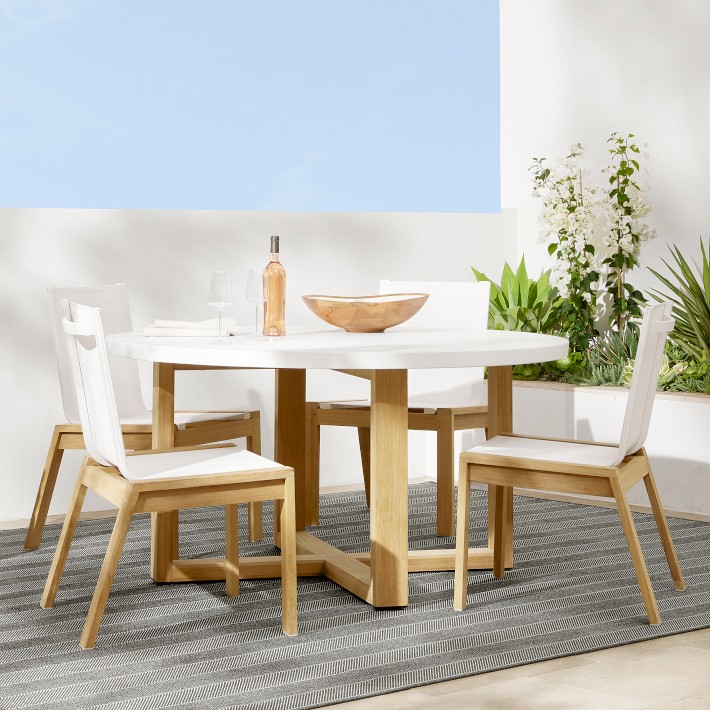 Larnaca Outdoor Teak Fibrestone Round Dining Table (60&quot;)