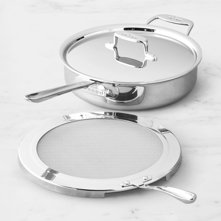 All-Clad D5&#174; Stainless-Steel Deep Saut&#233; Pan with Splatter Screen, 4-Qt.