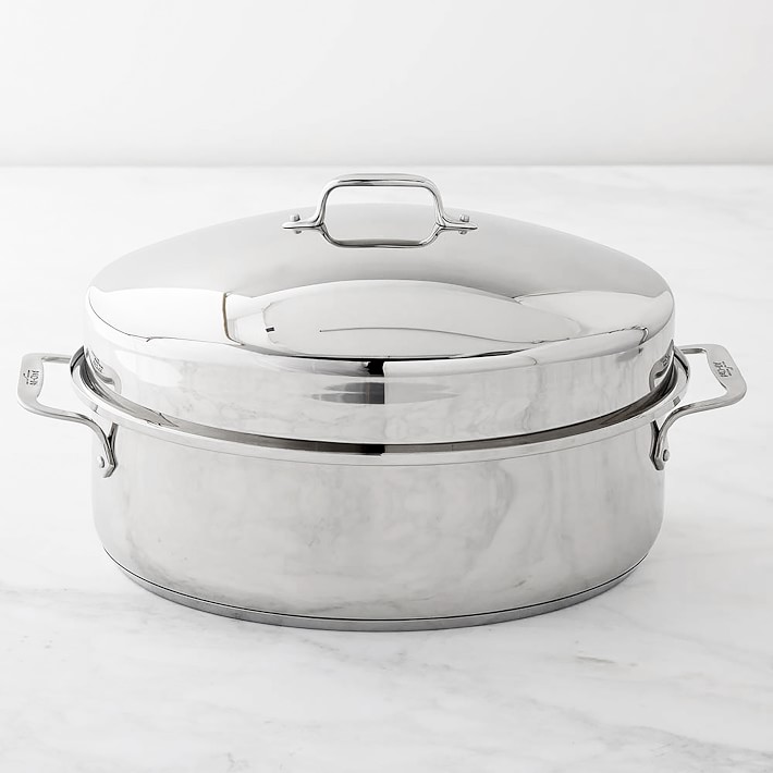 All Clad Stainless Steel Covered Oval Roasting Pan with Rack