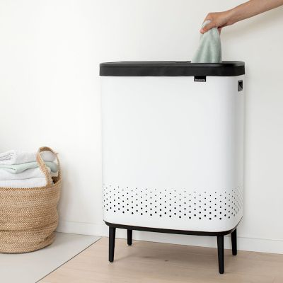 Brabantia shops hamper selecta fresh white with lid, laundry tonne, steel, 55