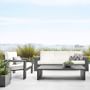 Larnaca Outdoor Slate Grey Metal Sofa (96&quot;-107&quot;)