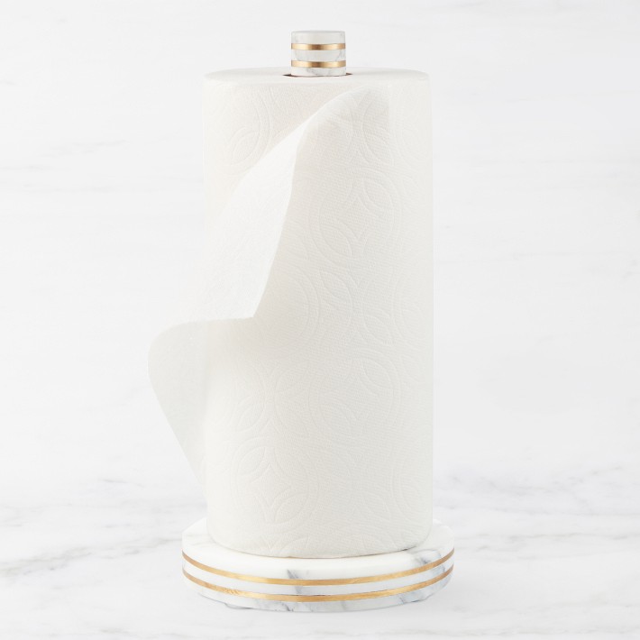 Arabescato Marble with Brass Inlay Paper Towel Holder