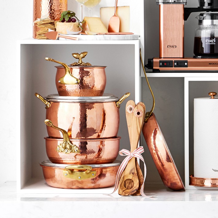 Ruffoni Historia Hammered Copper 11-Piece Cookware Set with Ruffoni Historia Hammered Copper 11-Piece Cookware Set with