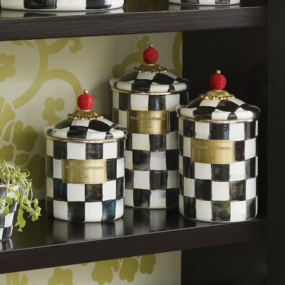 New Mackenzie-childs medium black tie apothecary outlet jar