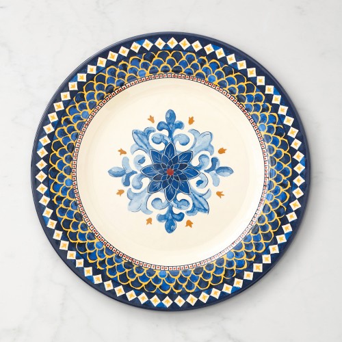 Sicily Outdoor Melamine Dinner Plates, Set of 4, Blue