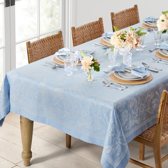 Primavera Jacquard Tablecloth, 70"x108", Bluebell