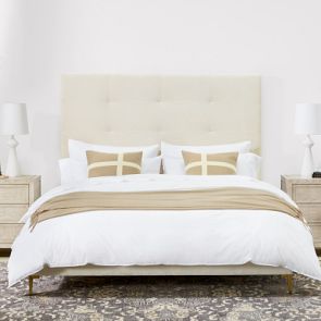 Brooklyn Tufted 72 inch Extra Tall Headboard Only California King Polished Nickel Como Leather Gray Grey Williams Sonoma