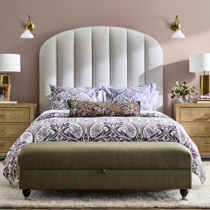 Finsbury Channel-Tufted Upholstered Bed &amp; Headboard