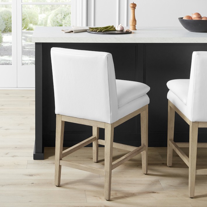 Laguna Dining Counter Stool Belgian Linen Oyster Heritage Grey Leg
