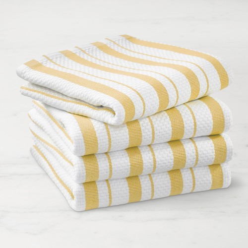 Williams Sonoma Classic Stripe Towels, Set of 4, Lemon Yellow