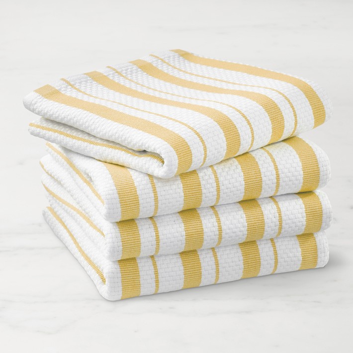 Williams Sonoma Classic Stripe Towels, Set of 4, Lemon Yellow