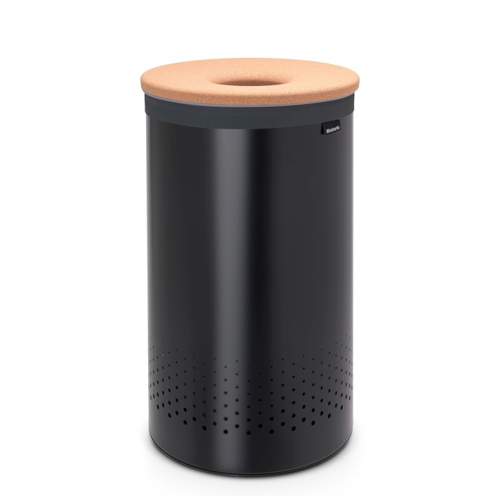 Brabantia Laundry Hamper, 16 Gallon, Cork Lid, Black