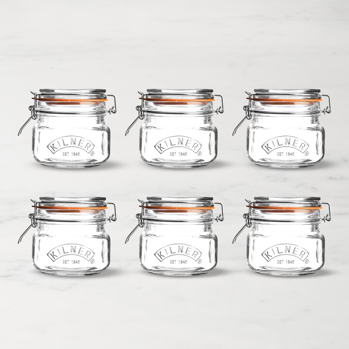 Kilner Square Clip Top Jar, 17 oz, Set of 6