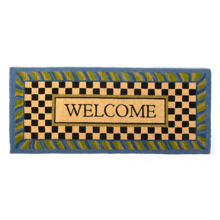 MacKenzie-Childs Welcome Periwinkle Double Door Entrance Mat
