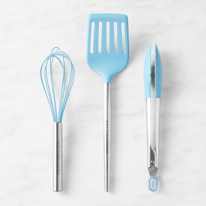 Williams Sonoma Stainless-Steel Silicone Utensil Pack, Set of 3, Sky Blue