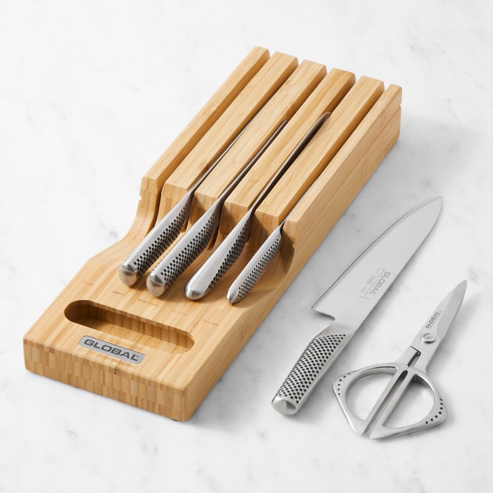 Global Soshiki Bamboo In-Drawer Knives, Set of 7