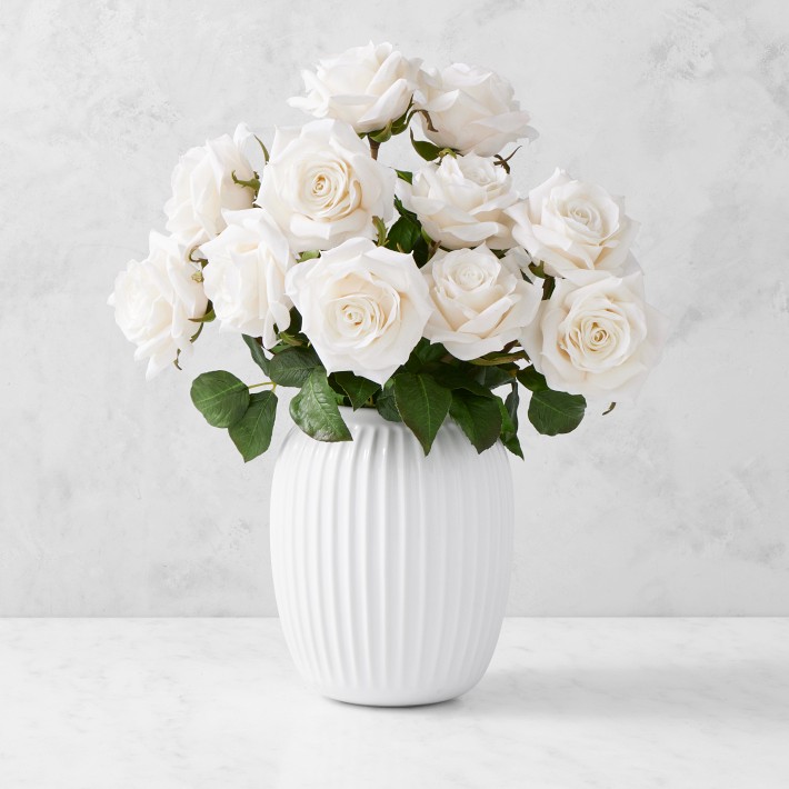Jeff Leatham Real Touch Playa Blanca Rose Stems, Set of 12