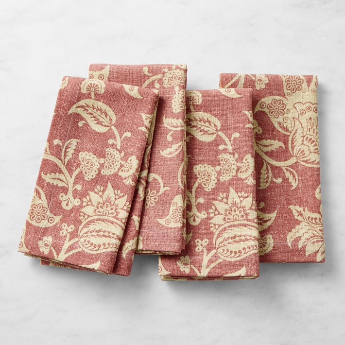 Provencal Floral Napkins, Set of 4, Red