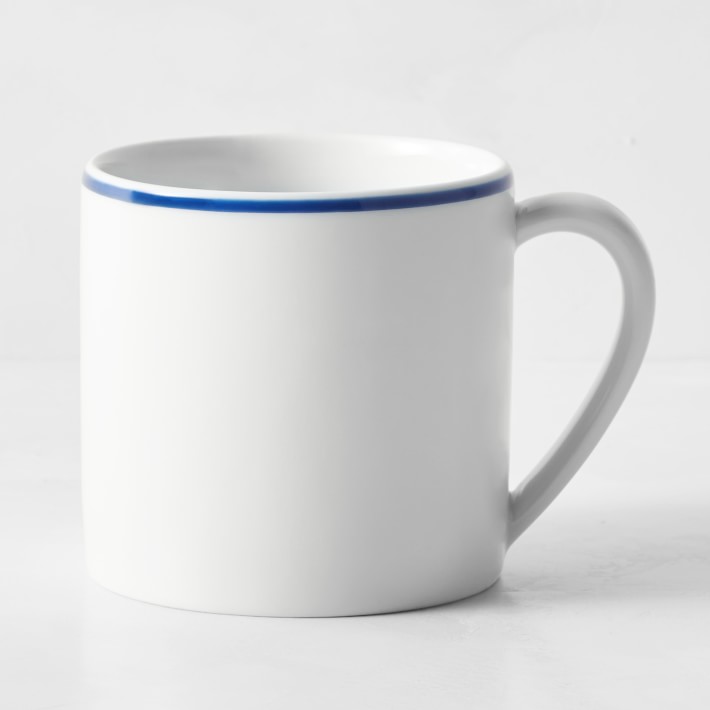 Apilco Tradition Porcelain Blue-Banded Mugs, Set of 4