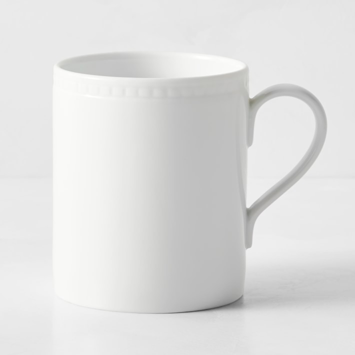 Apilco Beaded Hemstitch Porcelain Mugs, Set of 4