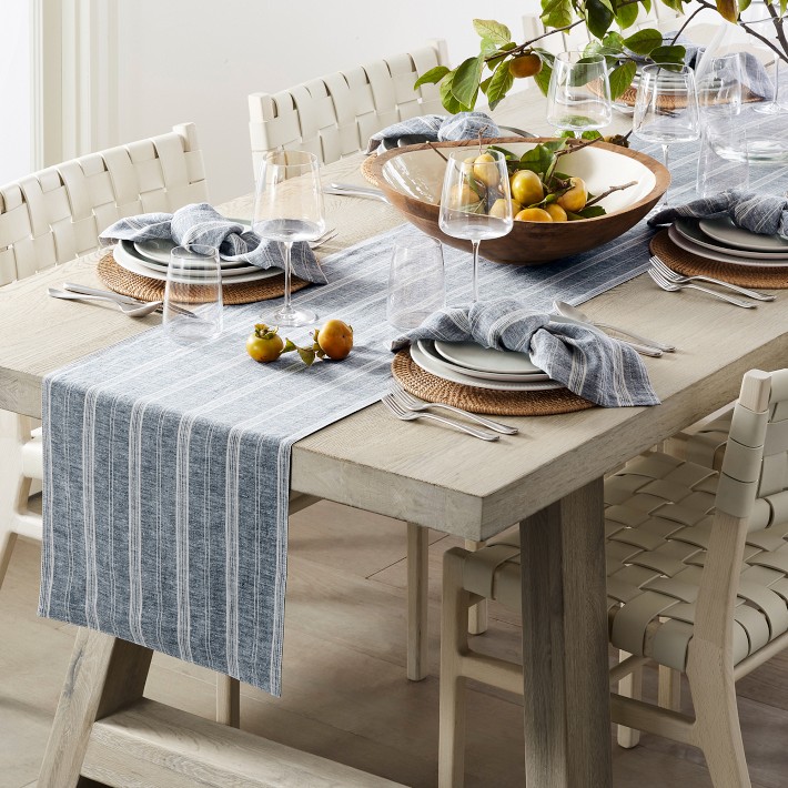 Provence Stripe Table Runner, Navy