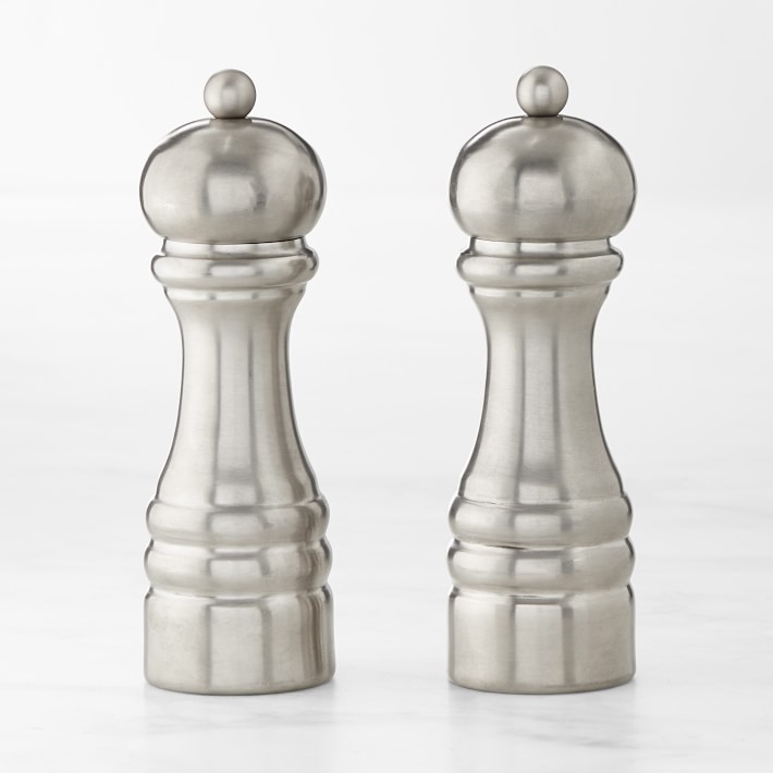 Williams Sonoma Pewter Salt and Pepper Mill Set