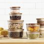 Pyrex Round Glass Storage Set with Wood Lids, Set of 6