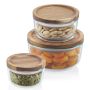 Pyrex Round Glass Storage Set with Wood Lids, Set of 6