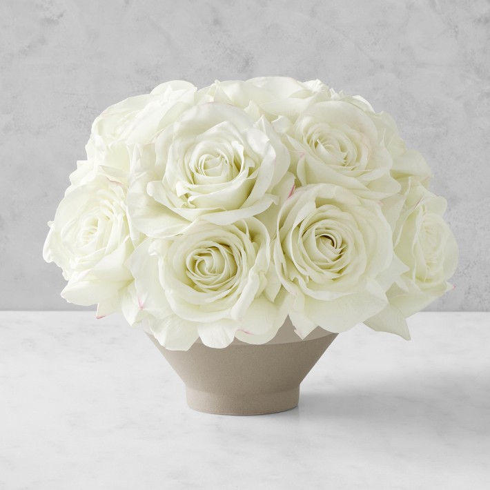 Jeff Leatham Real Touch Faux Roses in Tapered Bowl
