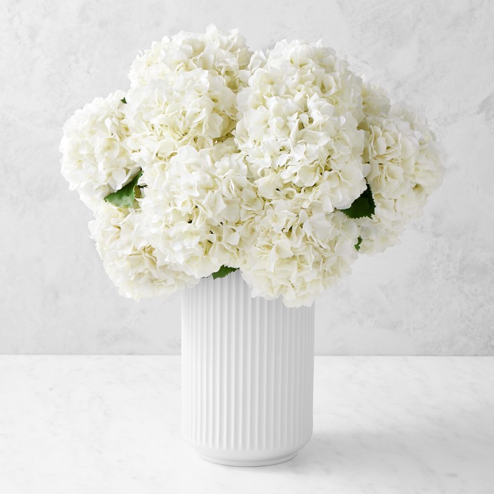 Jeff Leatham Real Touch White Hydrangea Stems, Set of 12