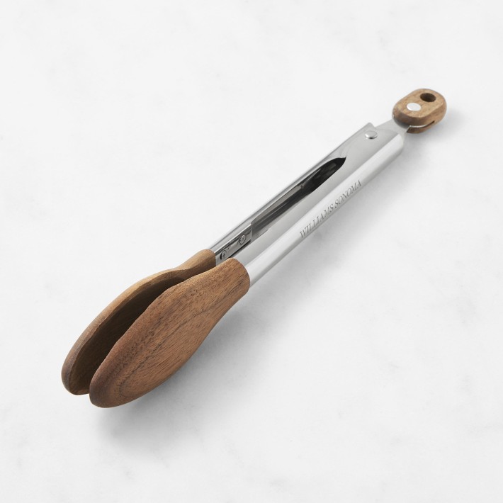 Williams Sonoma Wood Tongs, 9", Walnut