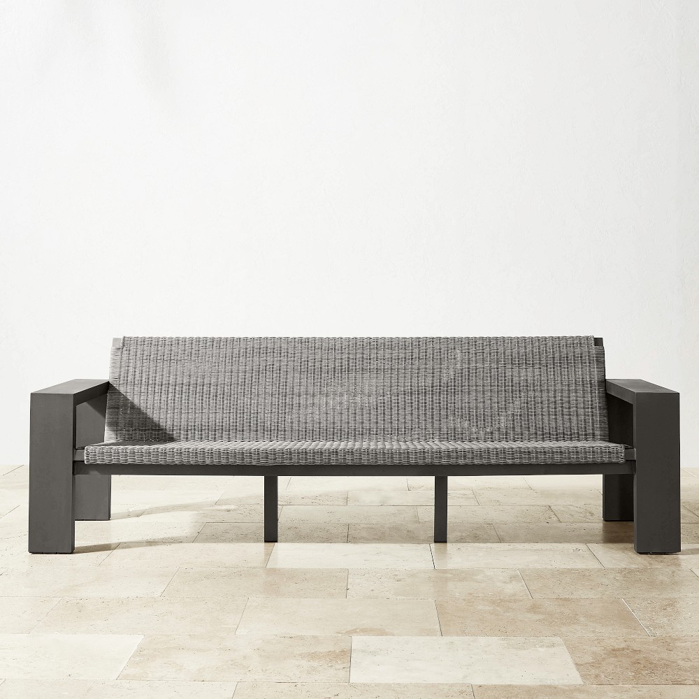 Larnaca Outdoor Slate Grey Metal x All-Weather Weave Sofa (69&quot;-96&quot;)