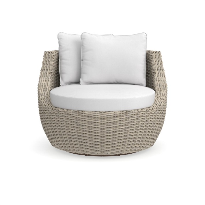 San Clemente Curved Swivel Chair Cushions, Sunbrella Performance Canvas, White