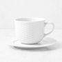 Pillivuyt Basketweave Porcelain Cups & Saucers, Set of 4