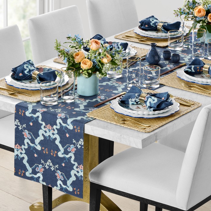 Embroidered Blossom Table Runner, 16"x108"