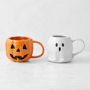 Figural Ghost & Jack O'Lantern Mug Set
