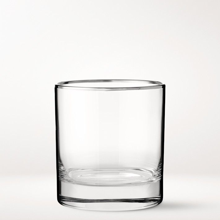 Silver Rim Double Old-Fashioned Glasses, Set of 4