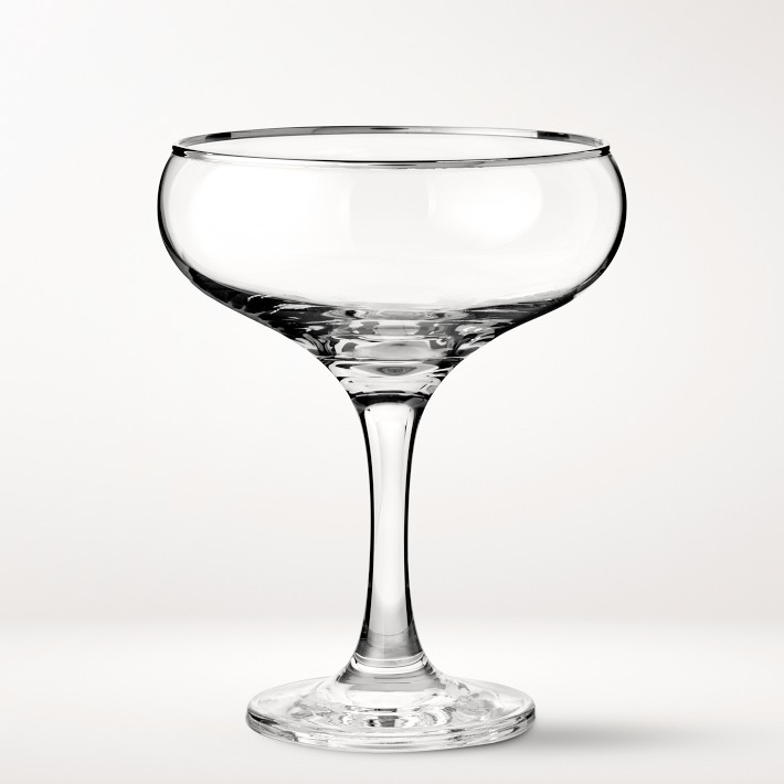 Silver Rim Coupe Glasses, Set of 4