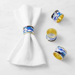 Cloisonné Wave Napking Ring, Set of 4, Cool