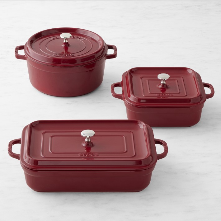 Staub Enameled Cast Iron Cookware & Ceramic Stoneware 6-Piece Set, Cranberry