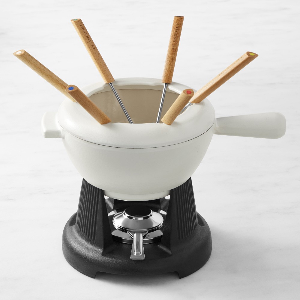 Le Creuset Enameled Cast Iron Fondue Pot, 2 1/4-Qt., Matte White