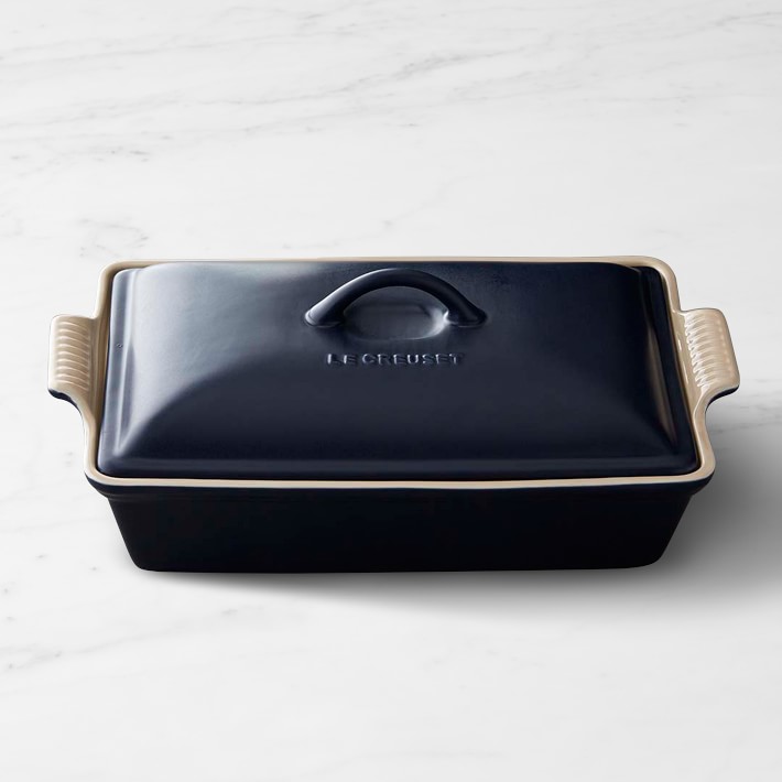 Le Creuset Heritage Stoneware Rectangular Covered Casserole, 12 1/2", Matte Navy