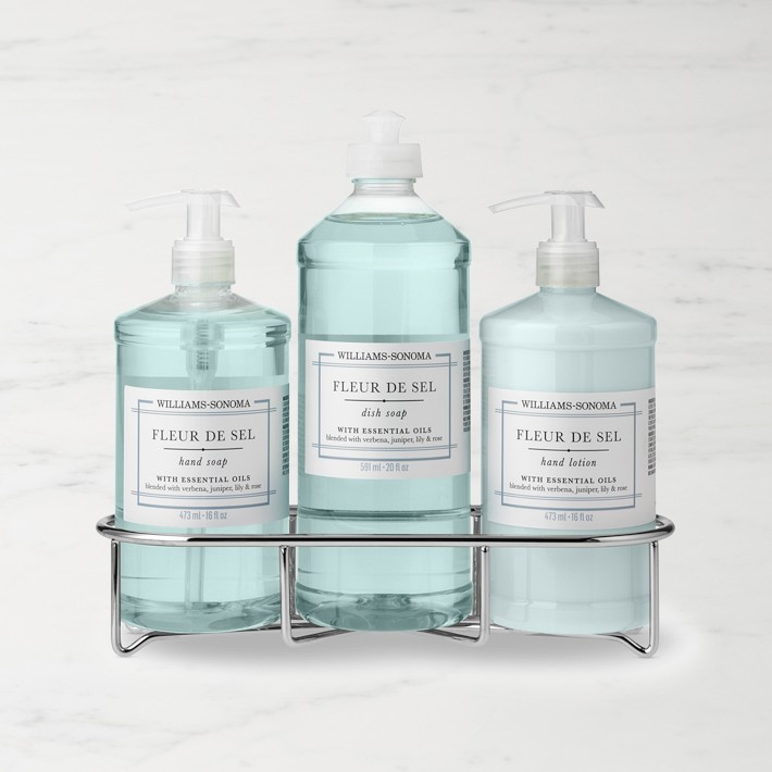 WS Fleur De Sel Hand Soap & Lotion 4-Piece Kitchen Essentials Set, Classic, Stainless-Steel