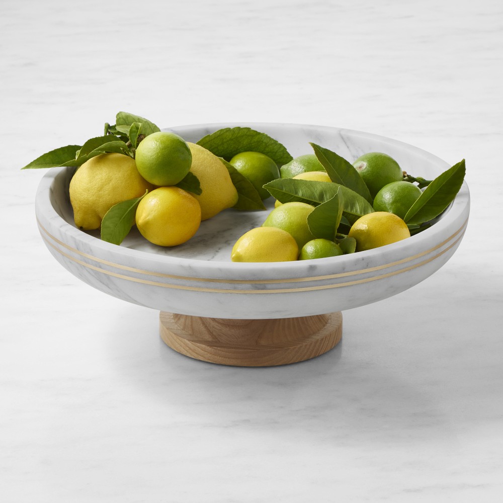 Williams Sonoma Arabescato and Gold Marble Fruit Bowls