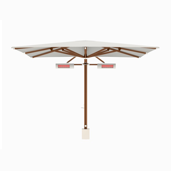 10' Square Performance Cantilever Umbrella, Wood Finish