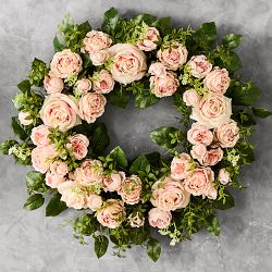 UV Protected Famille Rose Pink Faux Wreath &amp; Garland