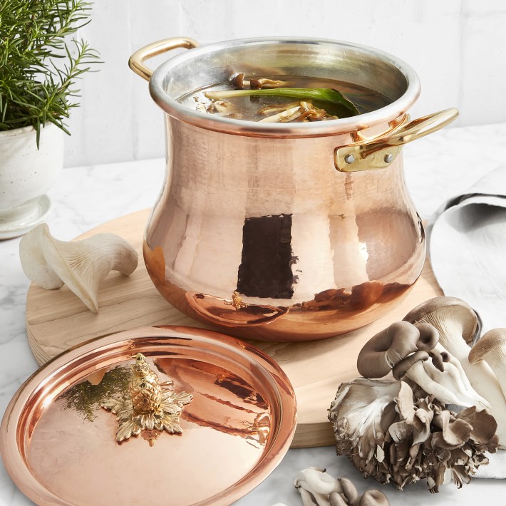 Ruffoni Historia Hammered Copper Stock Pot with Pineapple Ruffoni Historia Hammered Copper Stock Pot with Pineapple