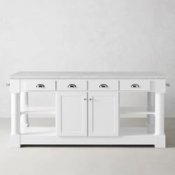 Barrelson Kitchen Island with Marble Top, Polished Nickel (84&quot;)