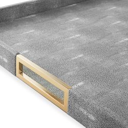 Faux Shagreen &amp; Brass Ottoman Tray, Square