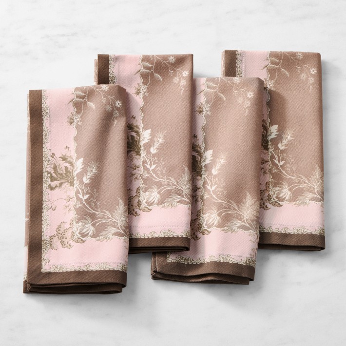 Delicate Floral Napkins, Set of 4, Pink
